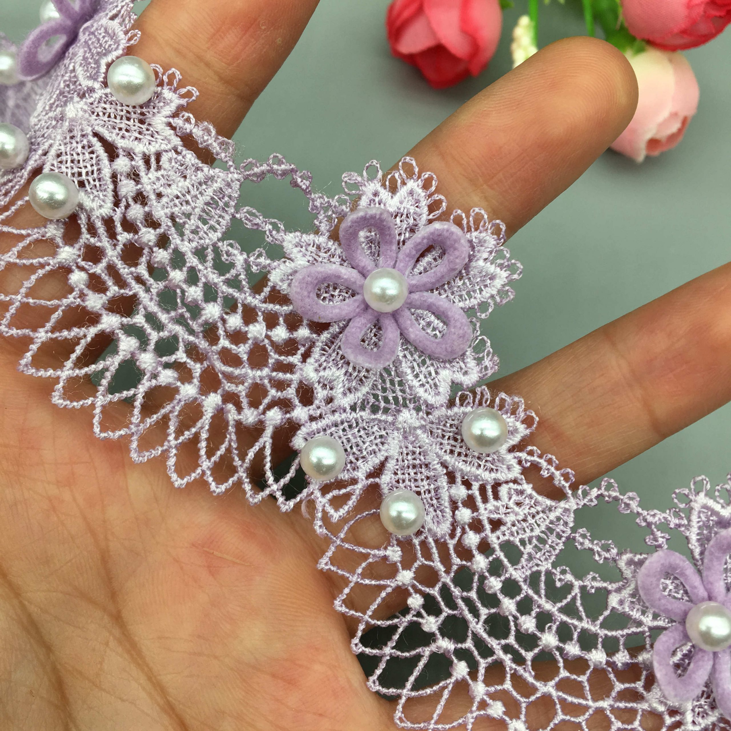 1-yard-Soluble-Rose-Flower-Pearl-Ocean-Waves-Embroidered-Lace-Trim-Ribbon-Fabric-Sewing-Craft-Patchwork