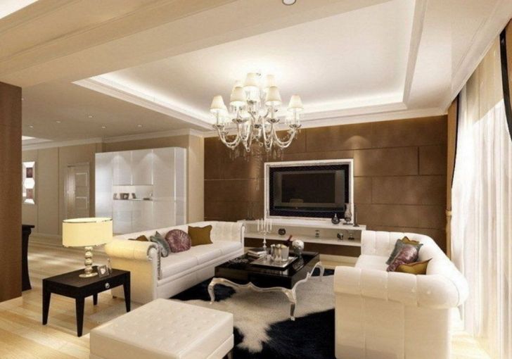 Living room gypsum board ceiling design