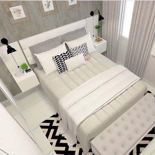 Unique white color bedroom design concept