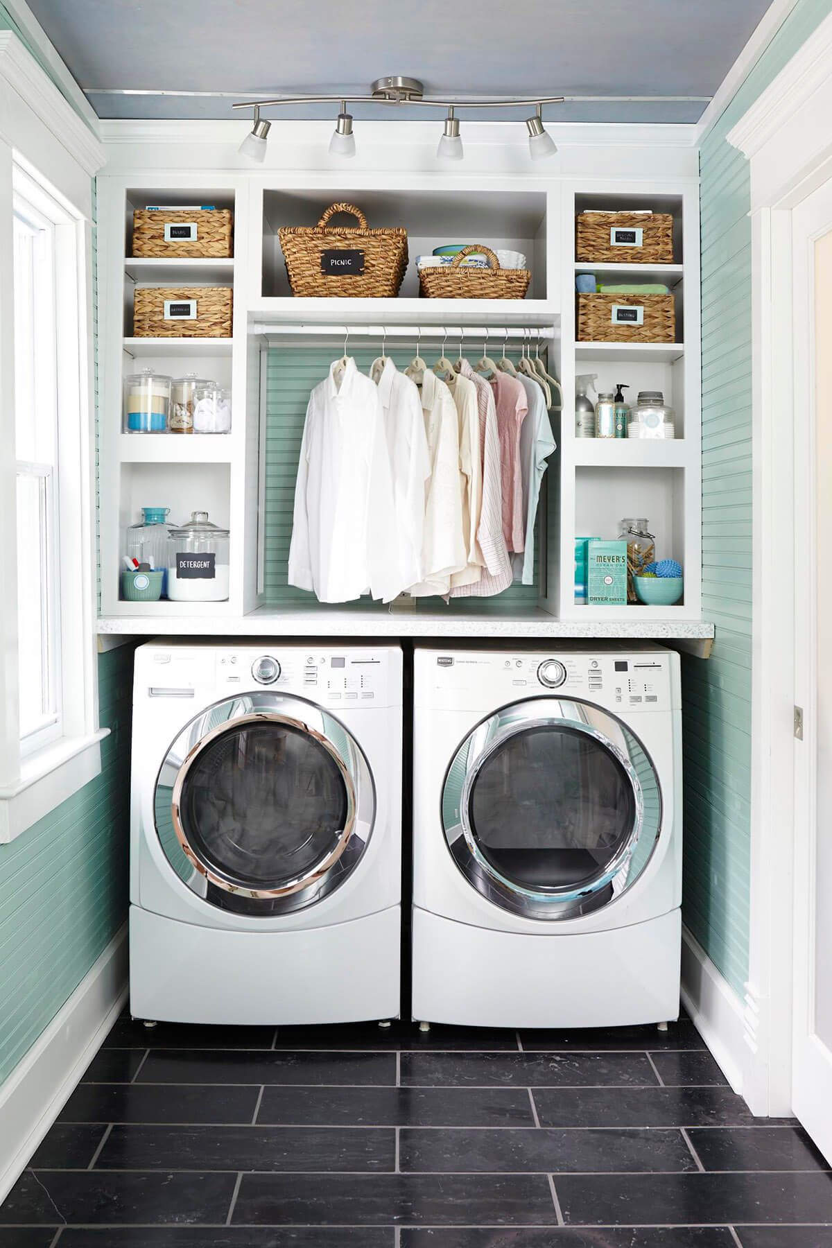 Custom Shelves and Hanging Space Maximize this Laun