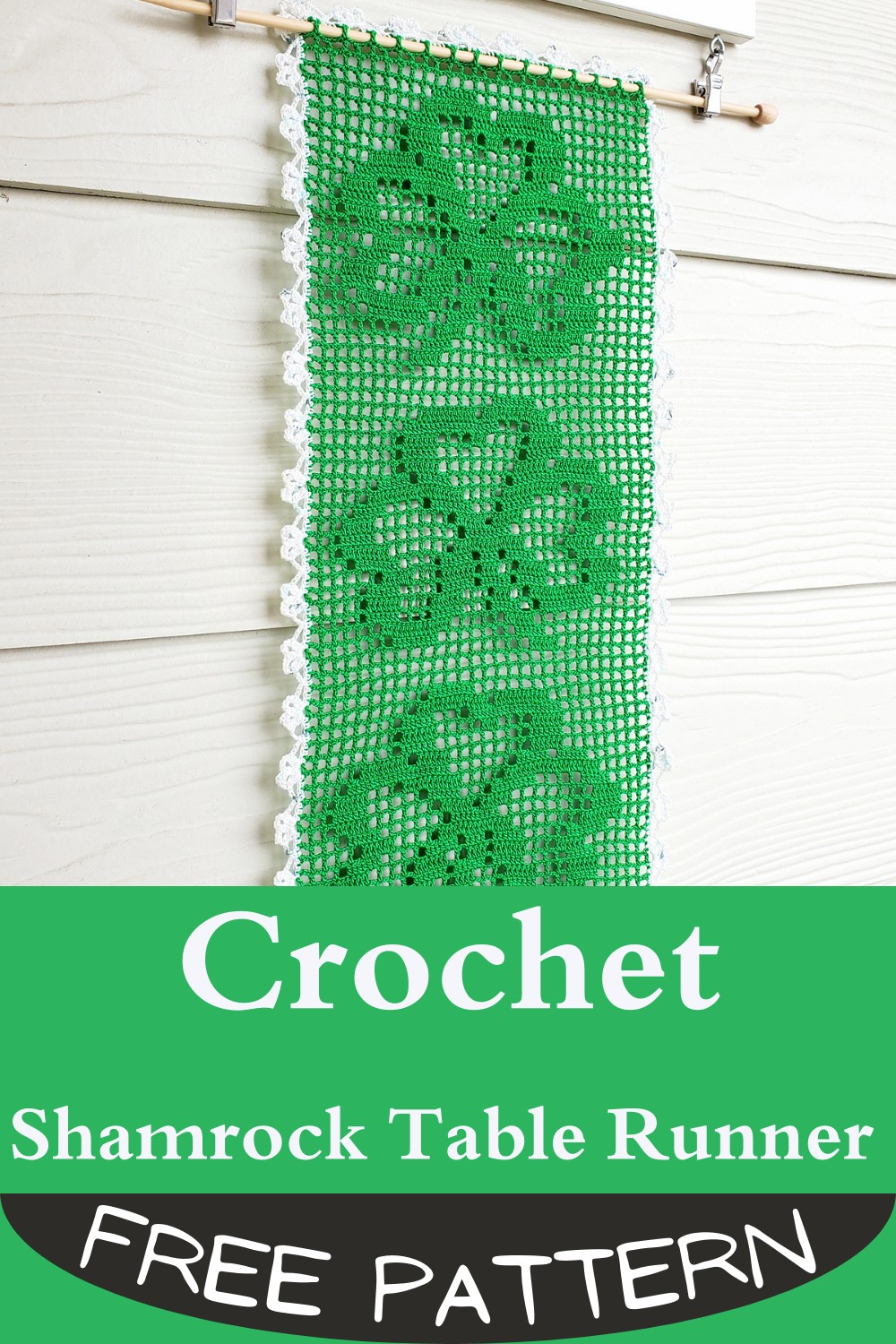 Crochet Shamrock Table Runner