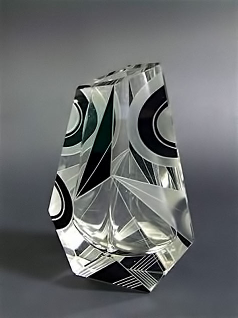 Czech glass vase Czech Jazz Art Deco glass vase
