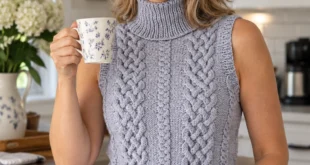 #01 Sleeveless Turtleneck pattern by Debbie Bliss knitting pattern AI image 1