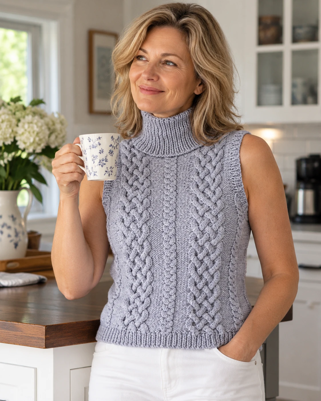 #01 Sleeveless Turtleneck pattern by Debbie Bliss knitting pattern AI image 1