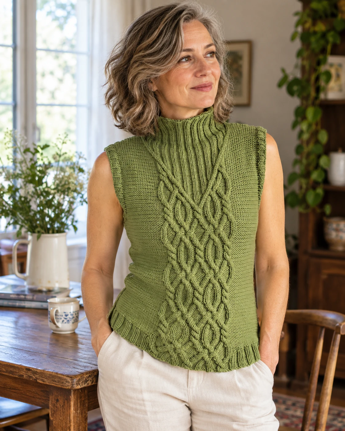 #03 Mock-Turtleneck Shell pattern by Melissa Leapman knitting pattern AI image 1