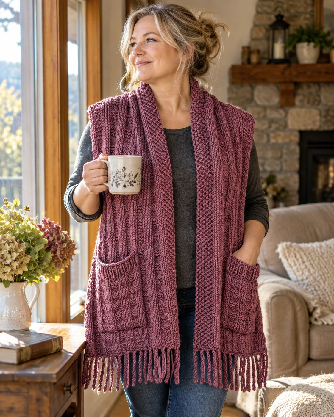 Irish Tartan Pocket Shawl pattern by Mary Riley Hunt knitting pattern AI image 1