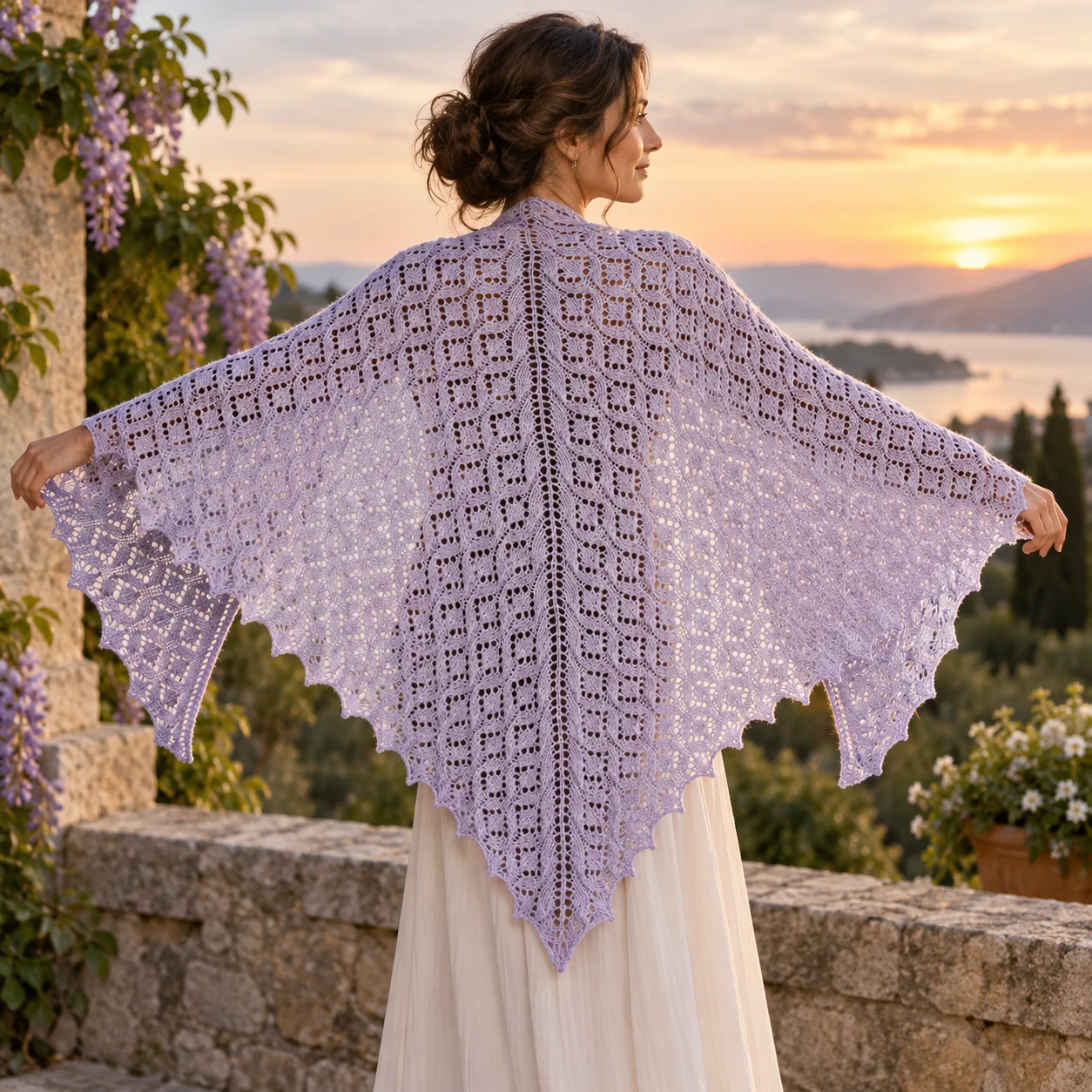 Lace Beaded Knit Shawl pattern by Sori-Eminia knitting pattern AI image 1