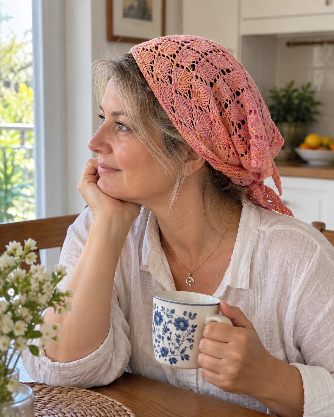 Rose Petal Bandana pattern by Dagmar Tamura knitting pattern AI image 1