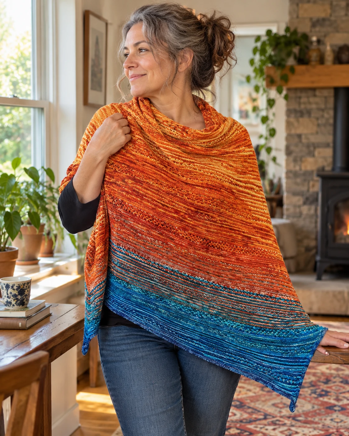 Texture & Twist Shawl pattern by Robbie Laughlin knitting pattern AI image 1