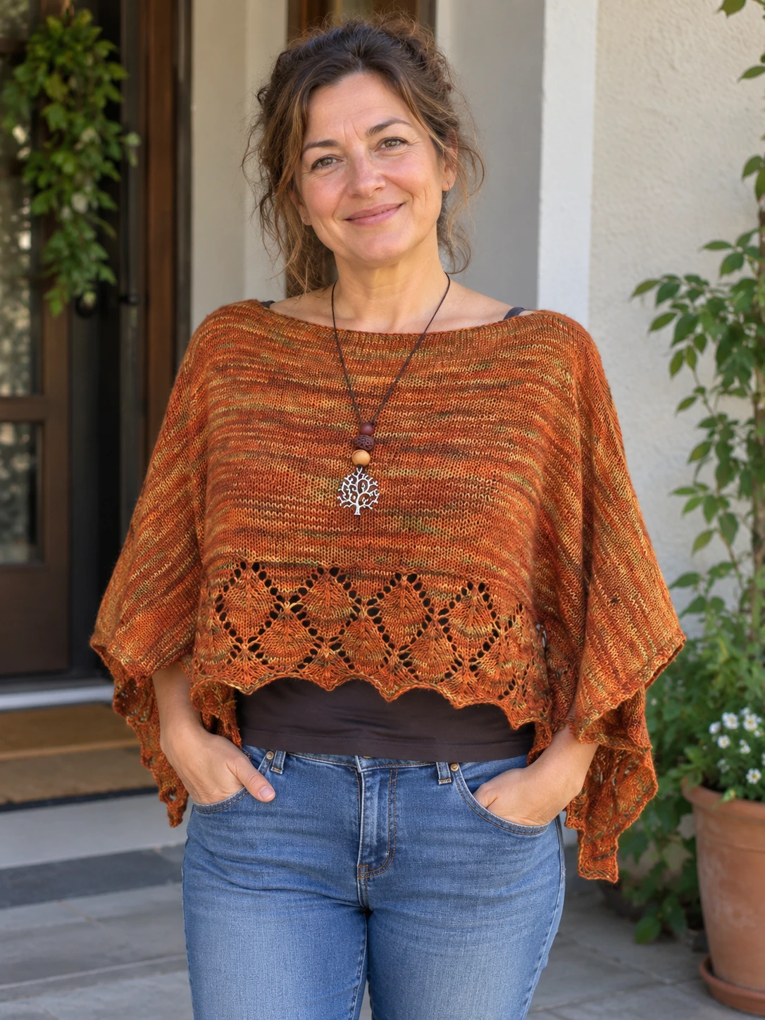 Autumn Leaves Linier Top pattern by Sian Price-White knitting pattern AI image 1