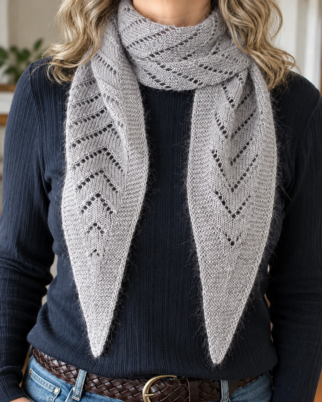Dew Drops Scarf pattern by Lisa Hannes knitting pattern AI image 1