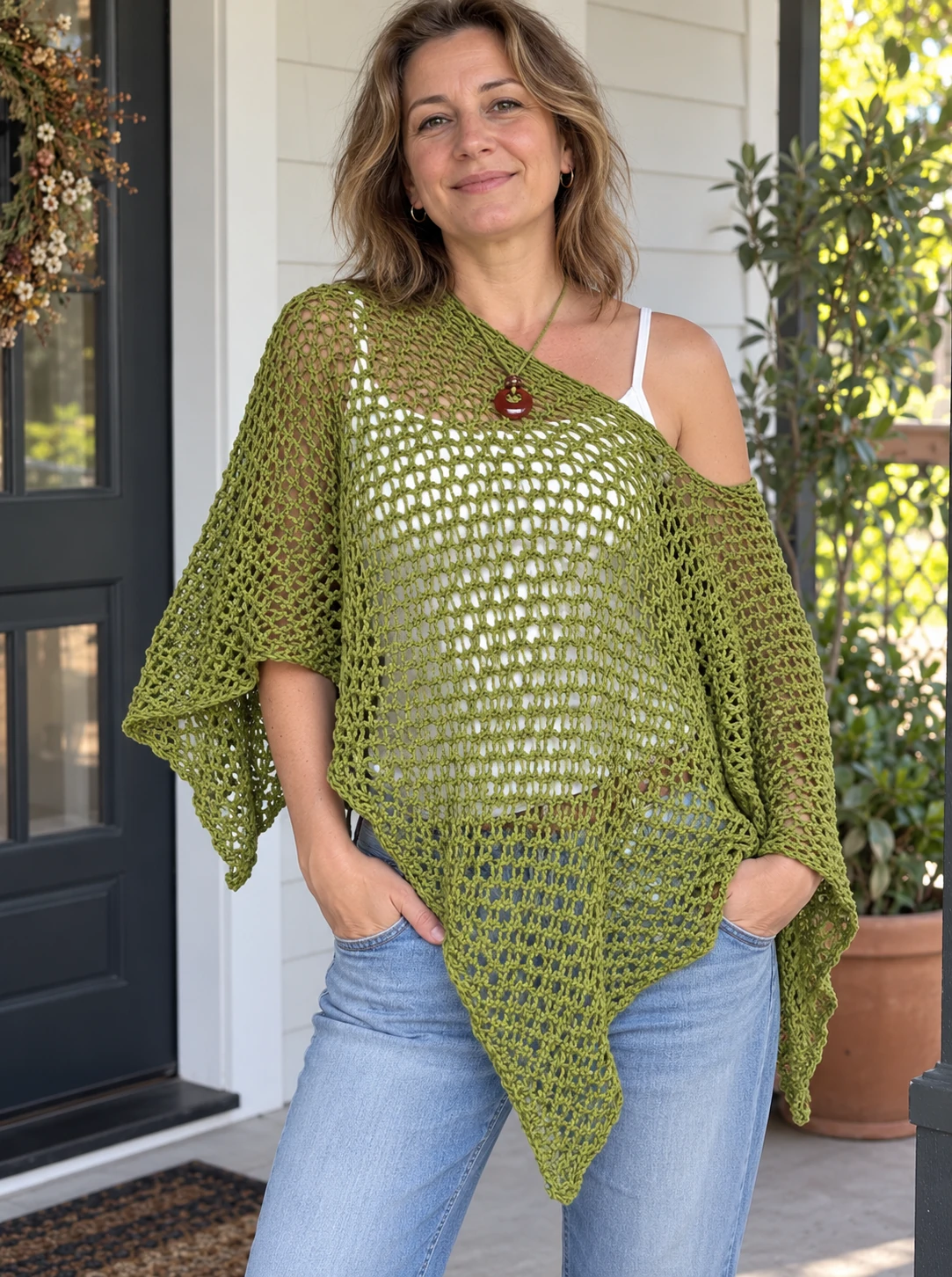 Easy Breezy Poncho pattern by Kylie Bromley knitting pattern AI image 1