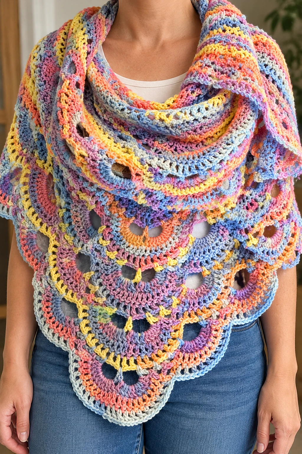 Pastel Virus Stitch Shawl pattern by Pattern Princess knitting pattern AI image 1