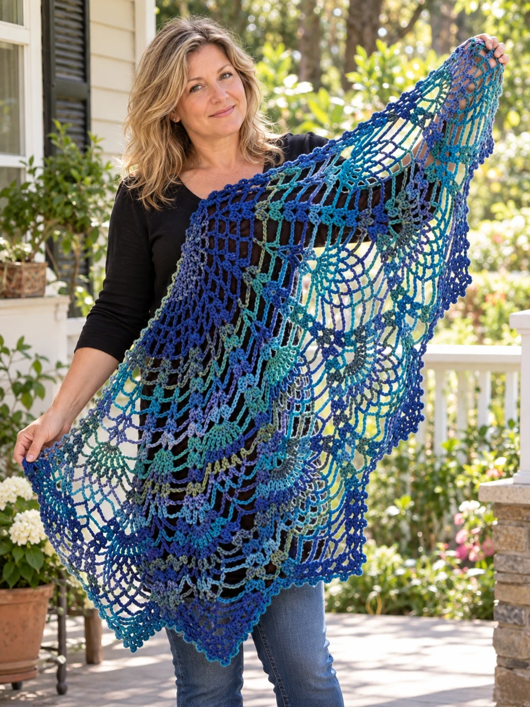 Pineapple Peacock Shawl pattern by Amy Gunderson knitting pattern AI image 1
