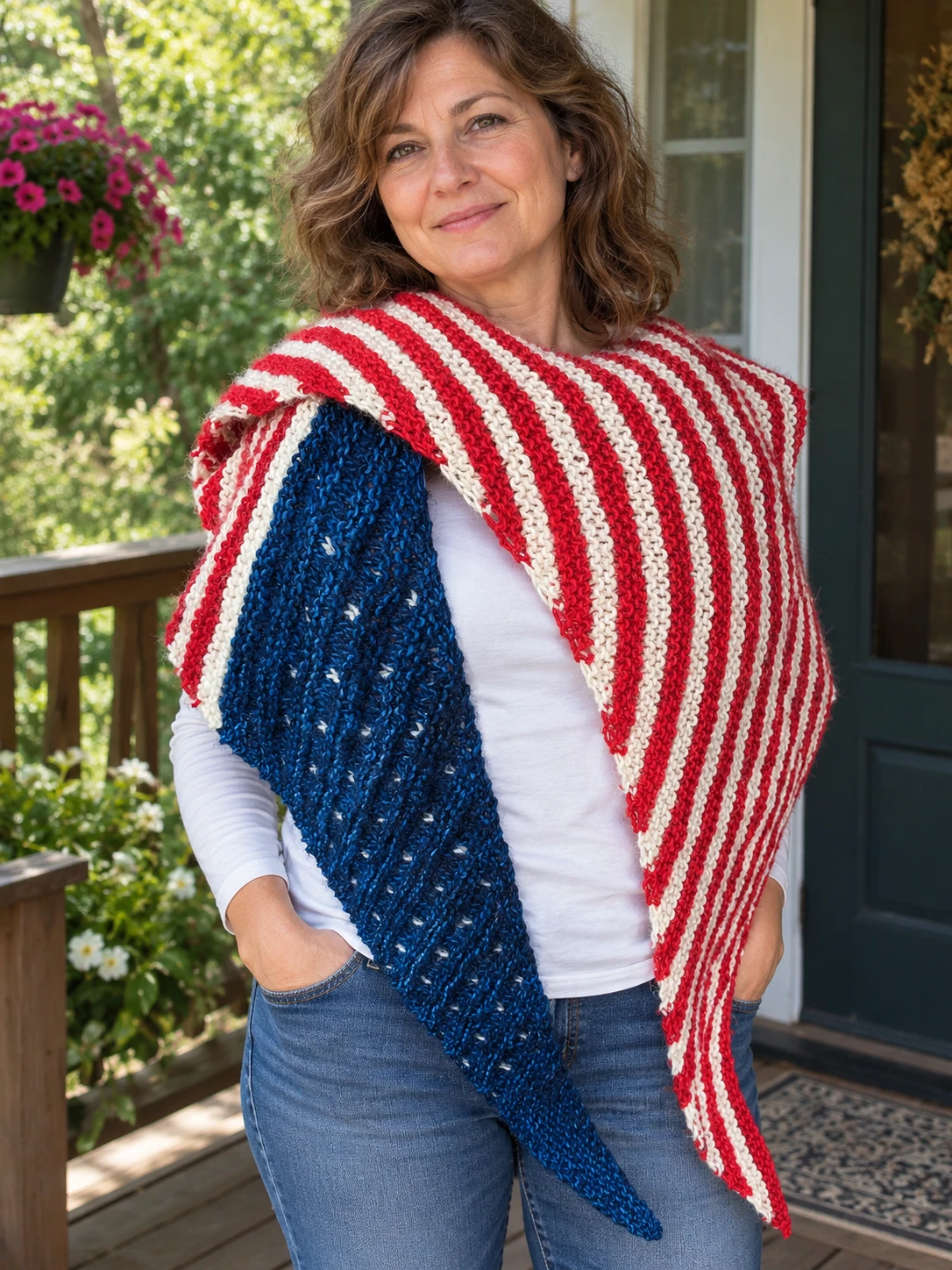 Protest is Patriotic Shawl pattern by nycraft craftivist knitting pattern AI image 1